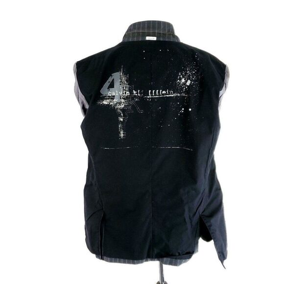 Calvin Klein Cotton 2 Button Suit Jacket 42R Gray Striped XL - Picture 10 of 10